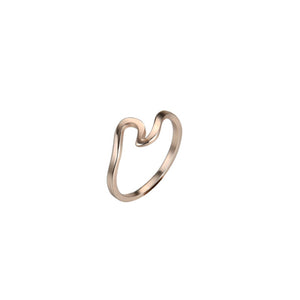 RkC Collection Antique Rose Gold Silver Wave Rings for Women Simple Metal Surfer Midi Ring Knuckle Surf Rings Ocean Wire Ring 5740