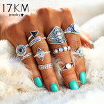 RkC Collection Fashion Leaf Stone Midi Ring Sets Vintage Crystal Opal Knuckle Rings For Women New Punk Anillos Mujer Statement Jewellery